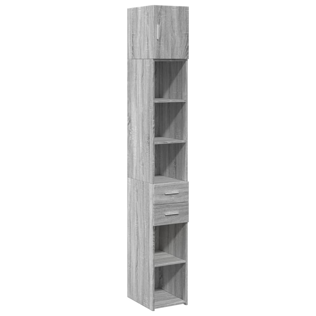 Slim Storage Cabinet Grey Sonoma 30x42.5x225 cm Engineered Wood