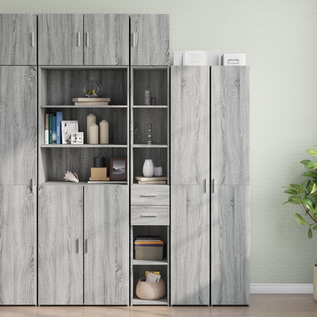 Slim Storage Cabinet Grey Sonoma 30x42.5x225 cm Engineered Wood