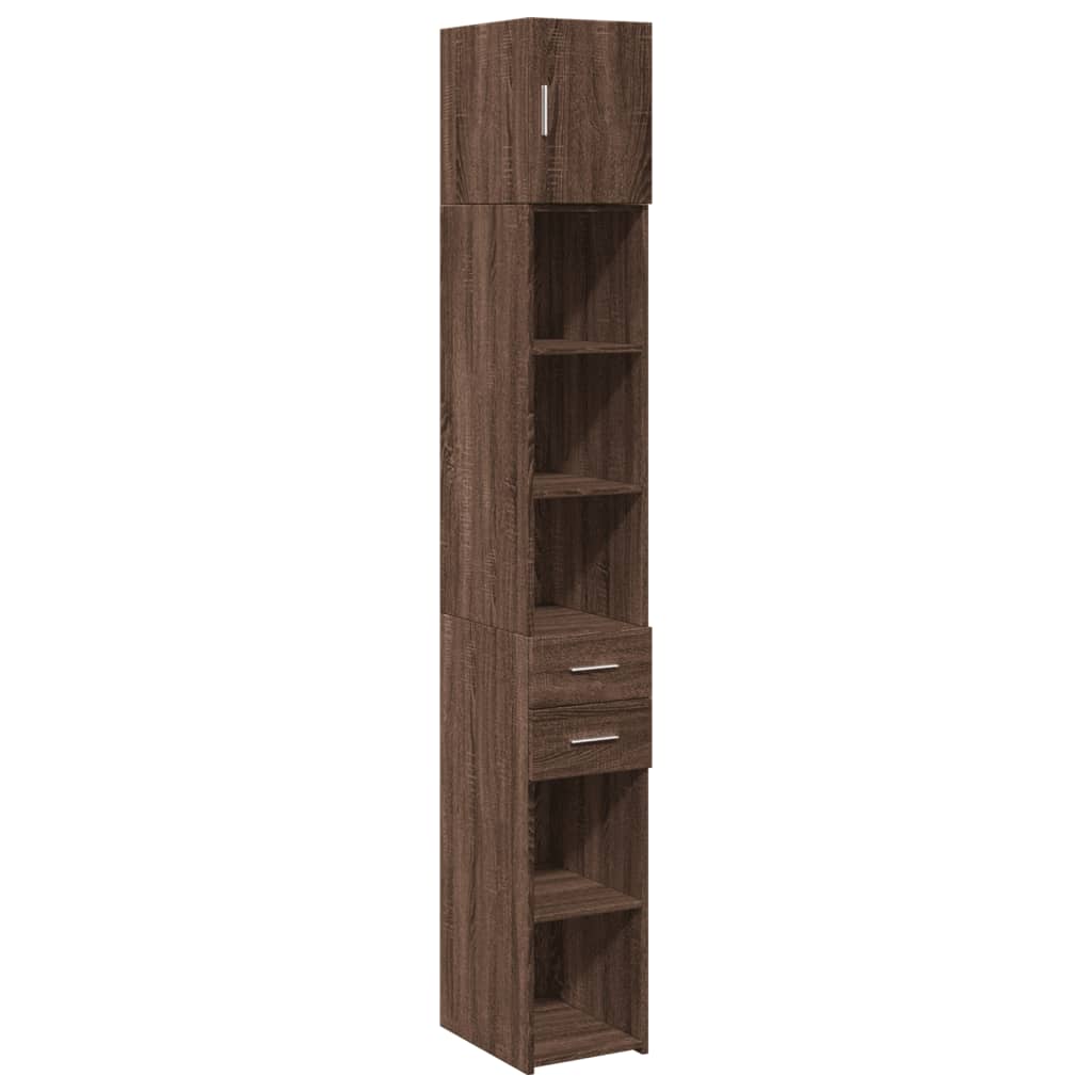 Slim Storage Cabinet Brown Oak 30x42.5x225 cm Engineered Wood