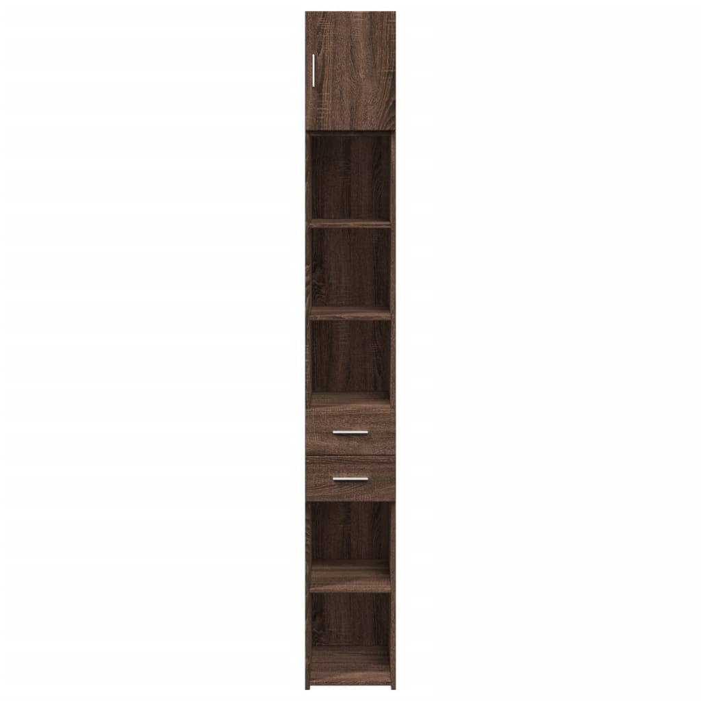 Slim Storage Cabinet Brown Oak 30x42.5x225 cm Engineered Wood