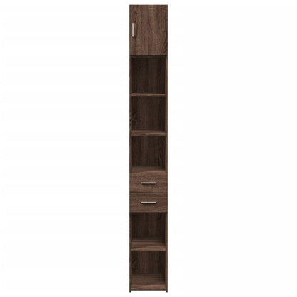 Slim Storage Cabinet Brown Oak 30x42.5x225 cm Engineered Wood