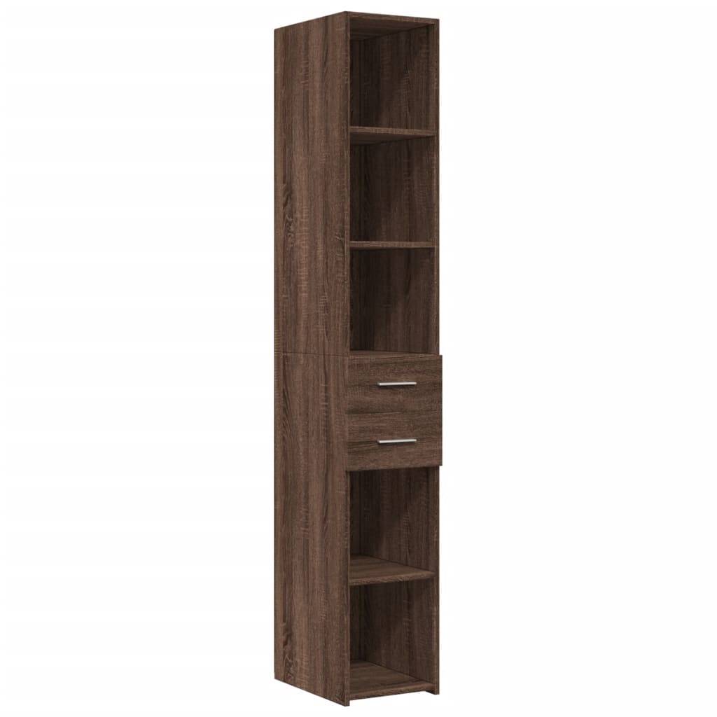 Slim Storage Cabinet Brown Oak 30x42.5x225 cm Engineered Wood