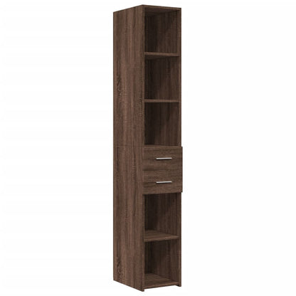 Slim Storage Cabinet Brown Oak 30x42.5x225 cm Engineered Wood