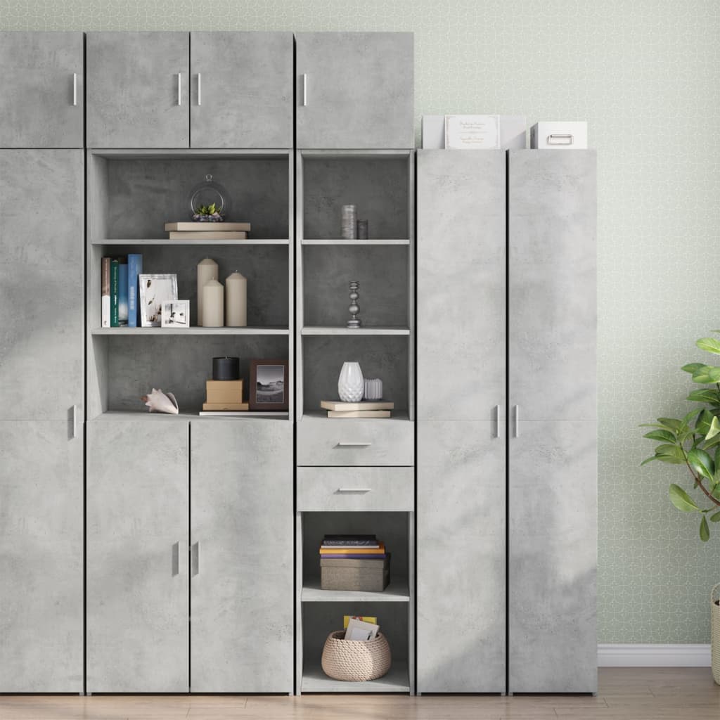 Slim Storage Cabinet Concrete Grey 40x42.5x225 cm Engineered Wood