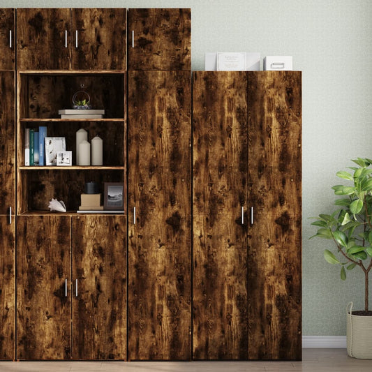 Slim Storage Cabinet Smoked Oak 40x42.5x225 cm Engineered Wood