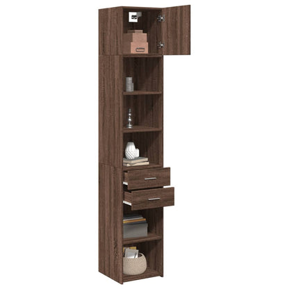 Slim Storage Cabinet Brown Oak 40x42.5x225 cm Engineered Wood