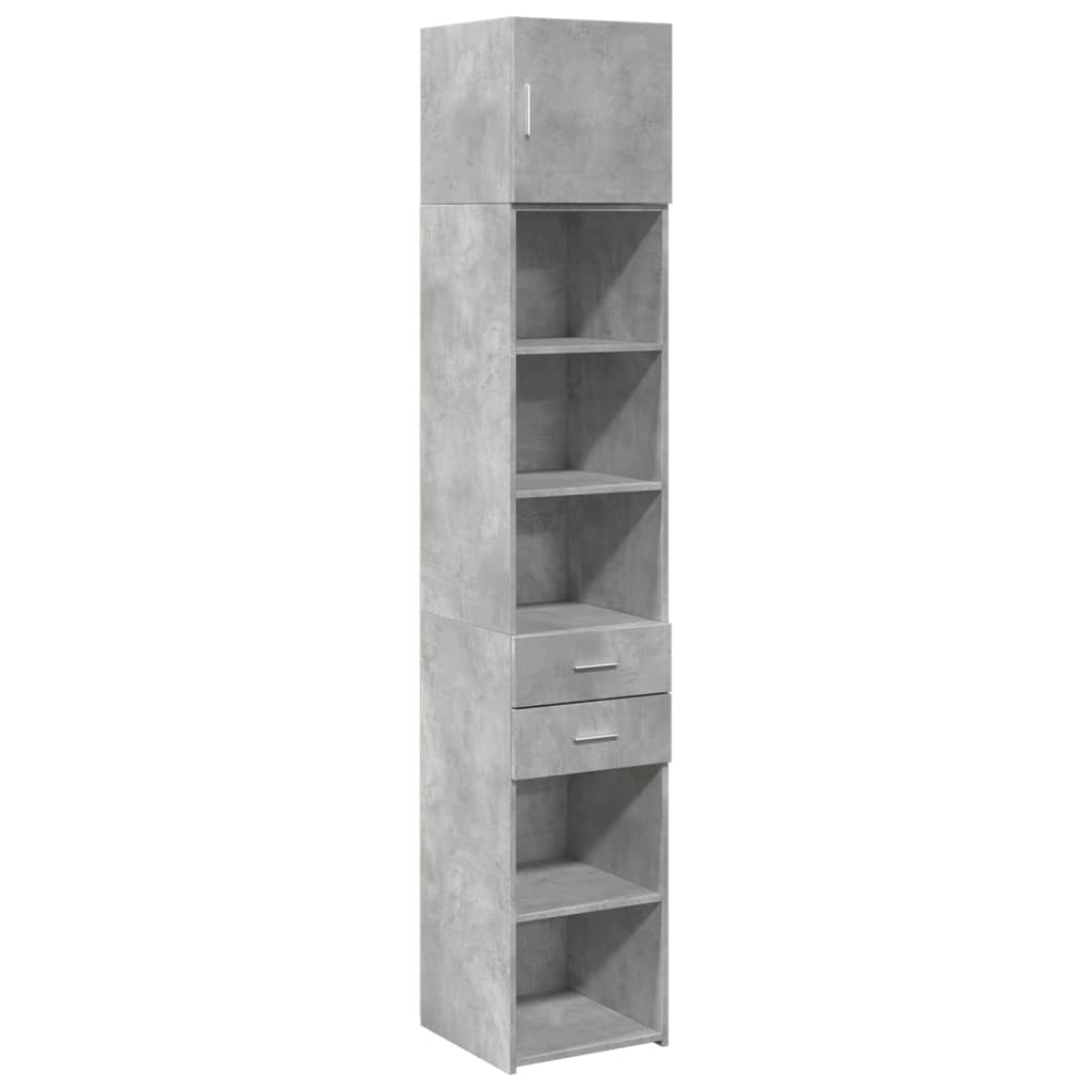 Slim Storage Cabinet Concrete Grey 40x42.5x225 cm Engineered Wood