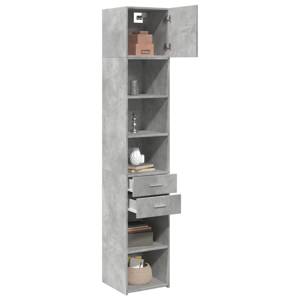 Slim Storage Cabinet Concrete Grey 40x42.5x225 cm Engineered Wood