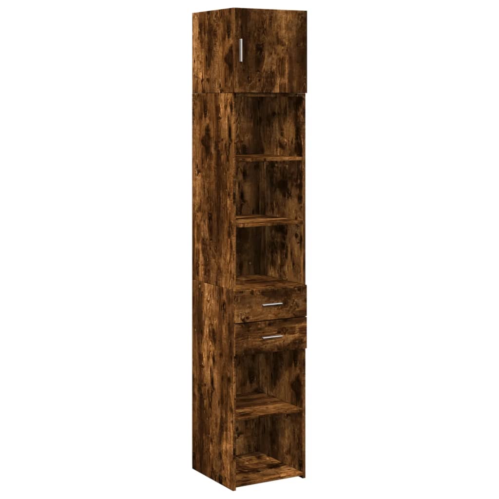 Slim Storage Cabinet Smoked Oak 40x42.5x225 cm Engineered Wood