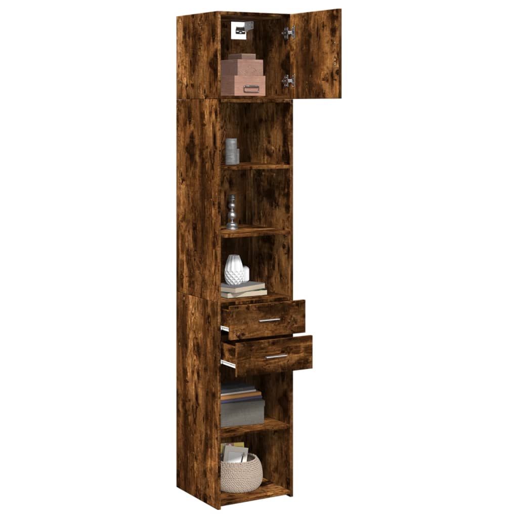 Slim Storage Cabinet Smoked Oak 40x42.5x225 cm Engineered Wood