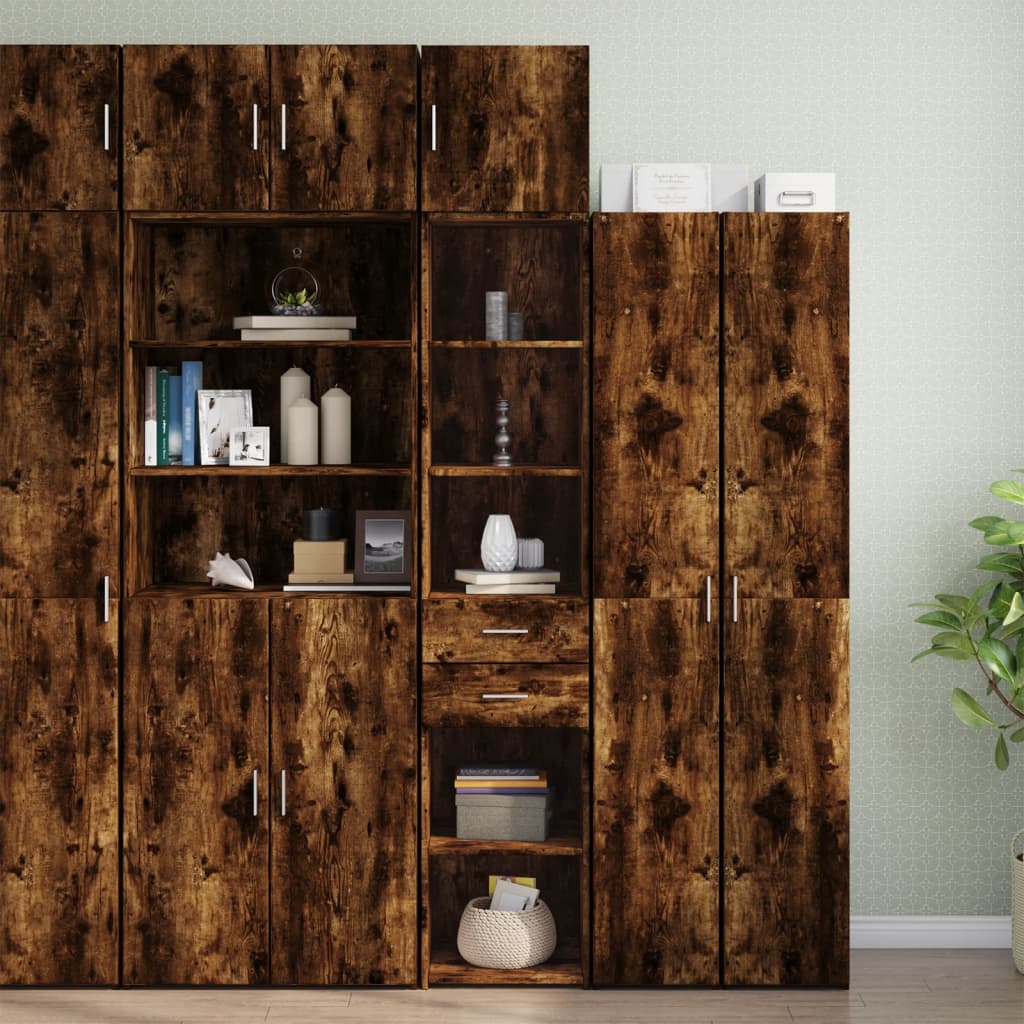 Slim Storage Cabinet Smoked Oak 40x42.5x225 cm Engineered Wood