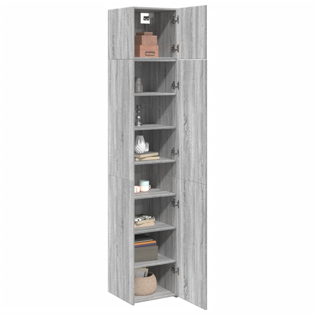 Slim Storage Cabinet Grey Sonoma 40x42.5x225 cm Engineered Wood