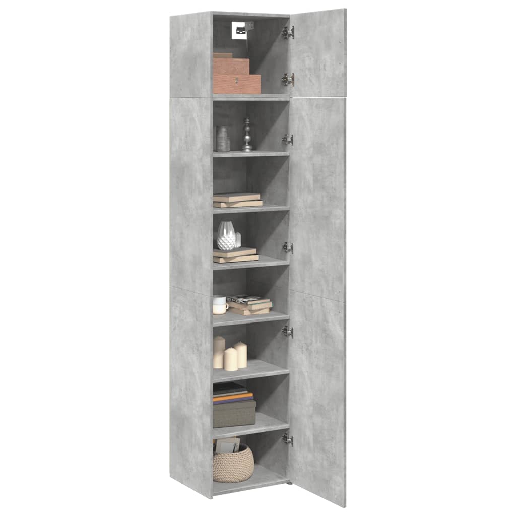 Slim Storage Cabinet Concrete Grey 45x42.5x225 cm Engineered Wood