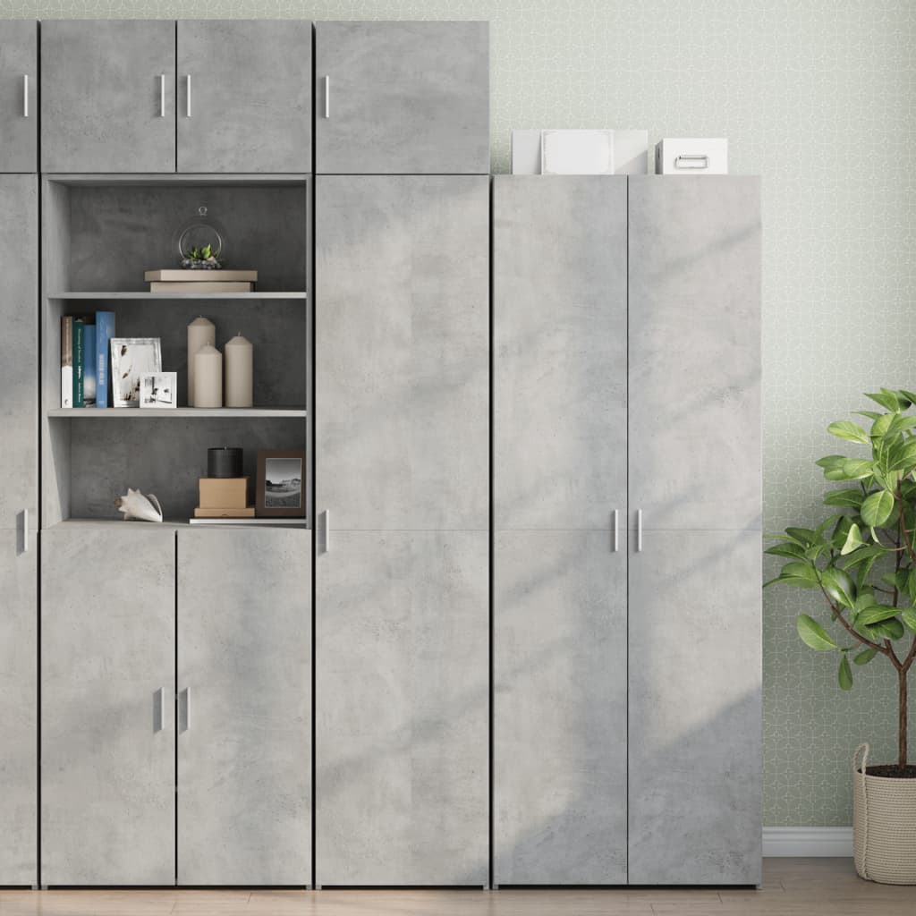 Slim Storage Cabinet Concrete Grey 45x42.5x225 cm Engineered Wood