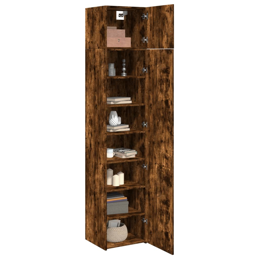 Slim Storage Cabinet Smoked Oak 45x42.5x225 cm Engineered Wood