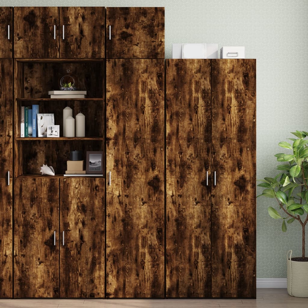 Slim Storage Cabinet Smoked Oak 45x42.5x225 cm Engineered Wood