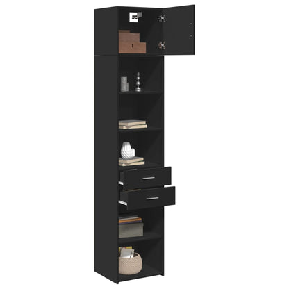 Slim Storage Cabinet Black 45x42.5x225 cm Engineered Wood