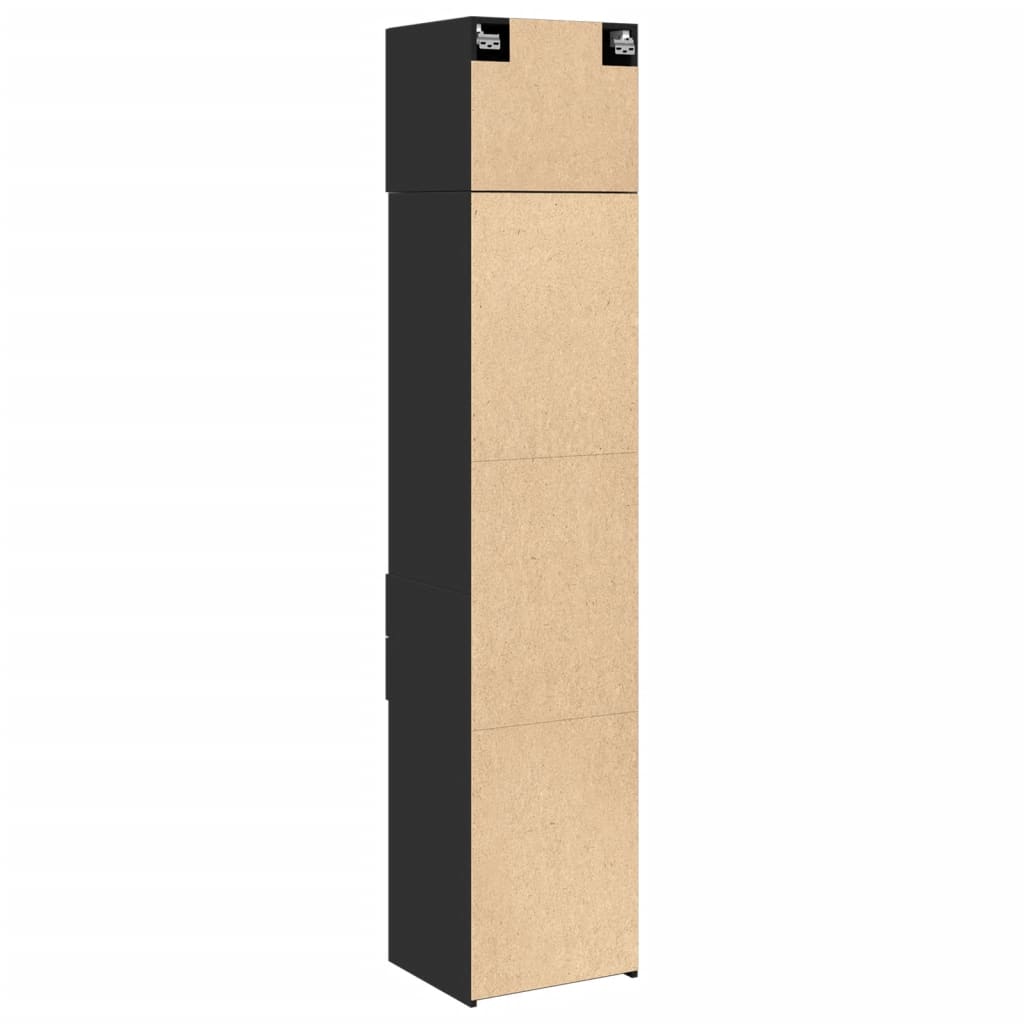 Slim Storage Cabinet Black 45x42.5x225 cm Engineered Wood