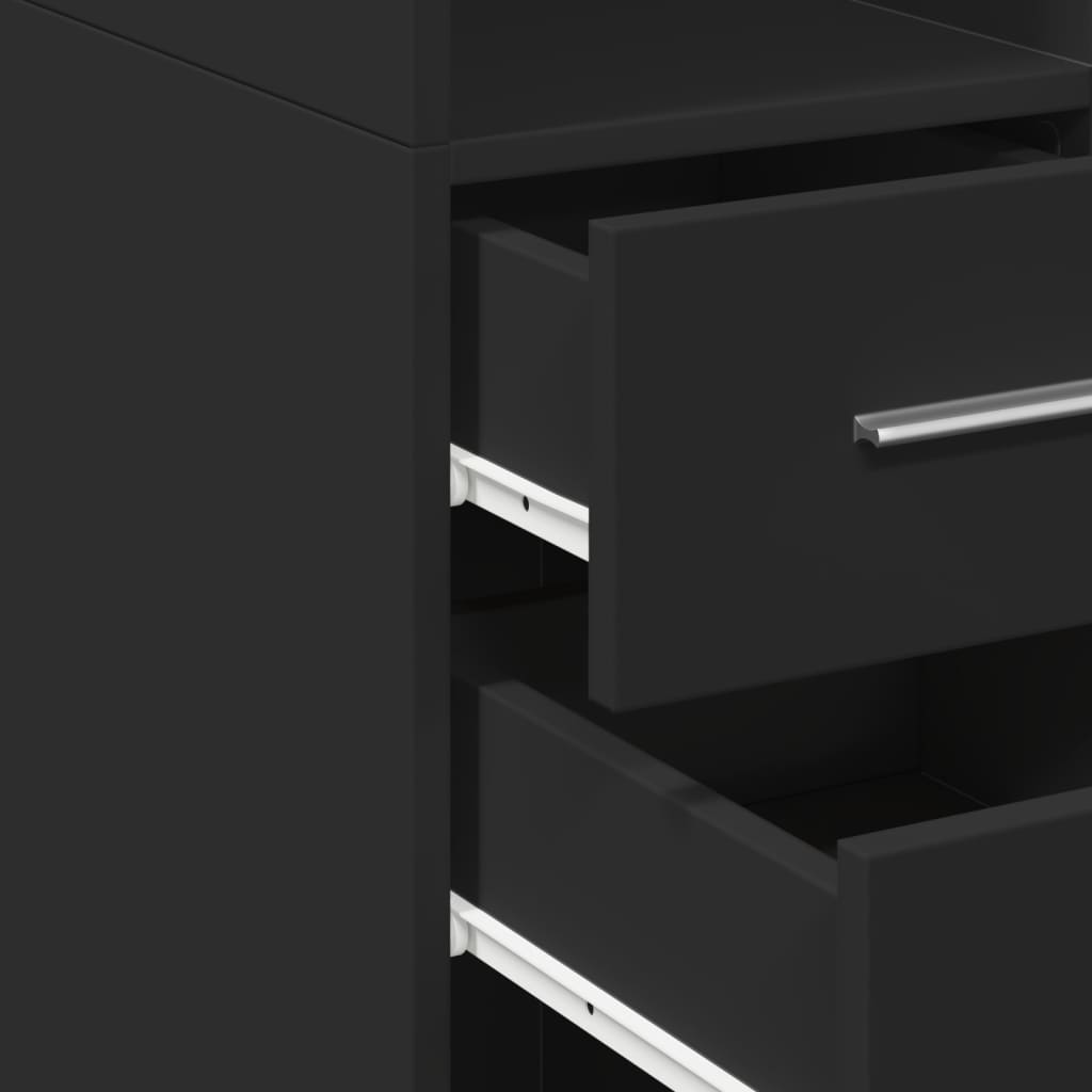 Slim Storage Cabinet Black 45x42.5x225 cm Engineered Wood