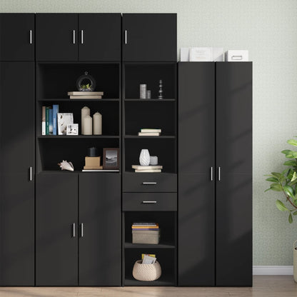 Slim Storage Cabinet Black 45x42.5x225 cm Engineered Wood