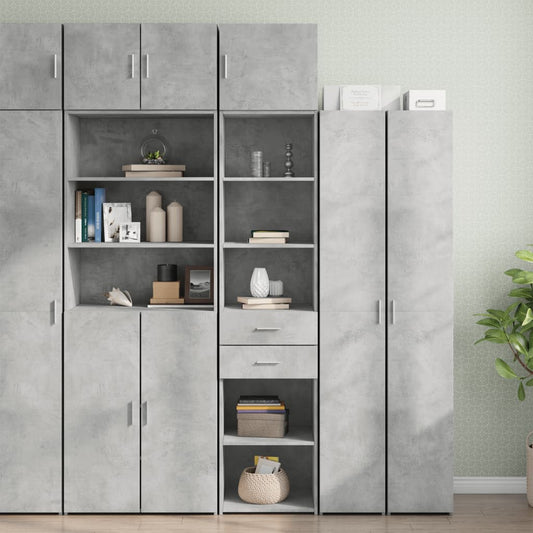 Slim Storage Cabinet Concrete Grey 45x42.5x225 cm Engineered Wood