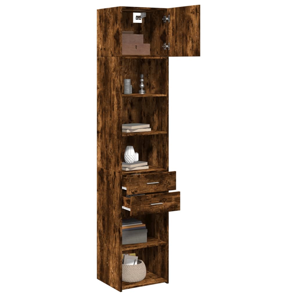 Slim Storage Cabinet Smoked Oak 45x42.5x225 cm Engineered Wood