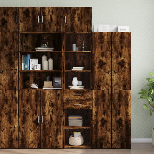 Slim Storage Cabinet Smoked Oak 45x42.5x225 cm Engineered Wood