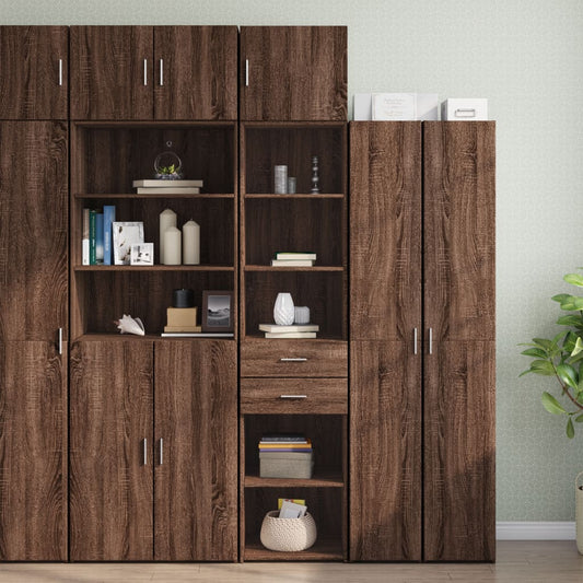 Slim Storage Cabinet Brown Oak 45x42.5x225 cm Engineered Wood