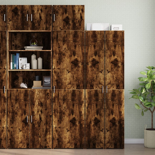 Slim Storage Cabinet Smoked Oak 50x42.5x225 cm Engineered Wood