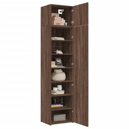 Slim Storage Cabinet Brown Oak 50x42.5x225 cm Engineered Wood