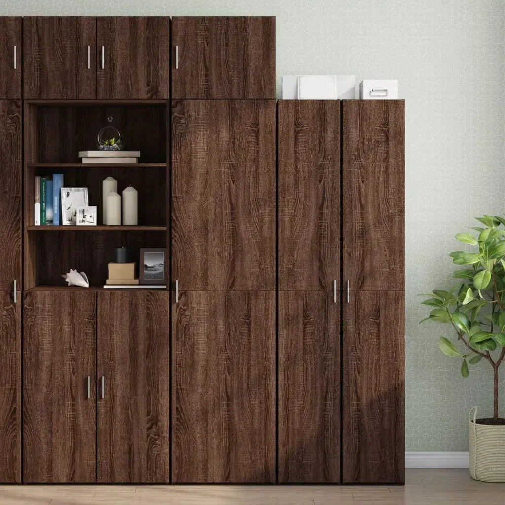 Slim Storage Cabinet Brown Oak 50x42.5x225 cm Engineered Wood