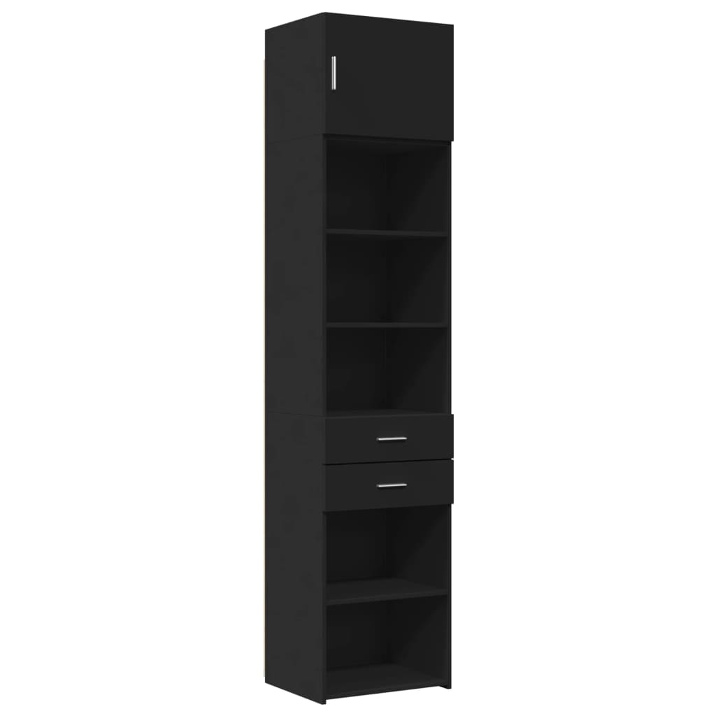 Slim Storage Cabinet Black 50x42.5x225 cm Engineered Wood