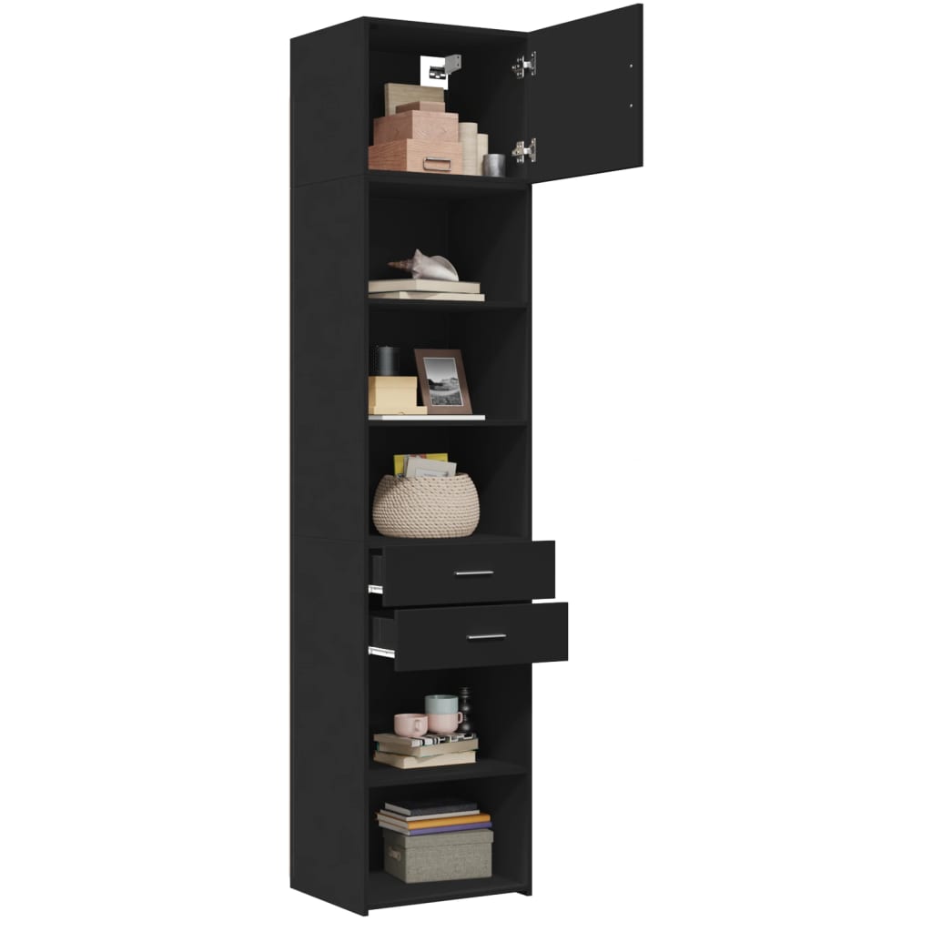 Slim Storage Cabinet Black 50x42.5x225 cm Engineered Wood