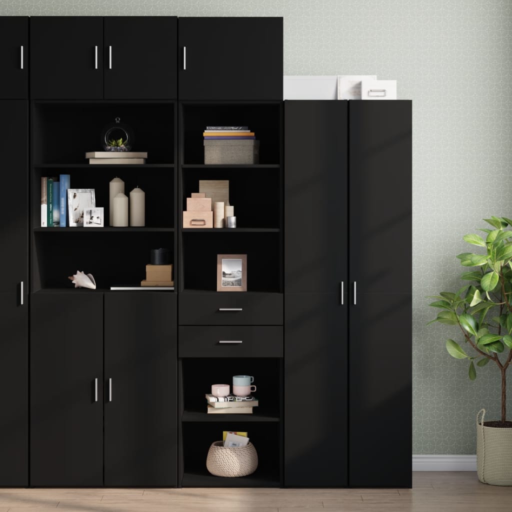 Slim Storage Cabinet Black 50x42.5x225 cm Engineered Wood