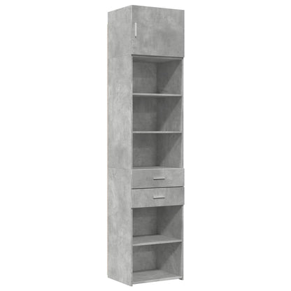 Slim Storage Cabinet Concrete Grey 50x42.5x225 cm Engineered Wood