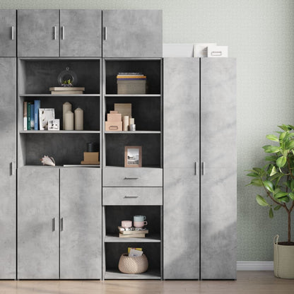 Slim Storage Cabinet Concrete Grey 50x42.5x225 cm Engineered Wood