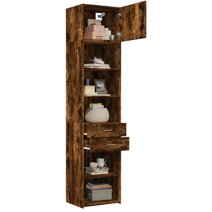 Slim Storage Cabinet Smoked Oak 50x42.5x225 cm Engineered Wood