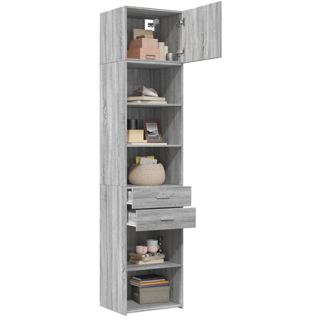 Slim Storage Cabinet Grey Sonoma 50x42.5x225 cm Engineered Wood