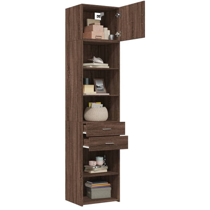 Slim Storage Cabinet Brown Oak 50x42.5x225 cm Engineered Wood