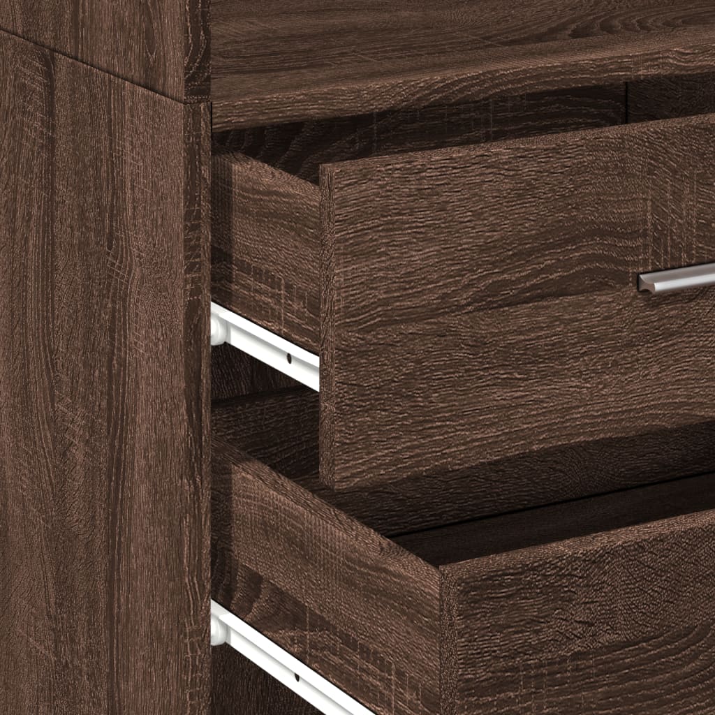 Slim Storage Cabinet Brown Oak 50x42.5x225 cm Engineered Wood