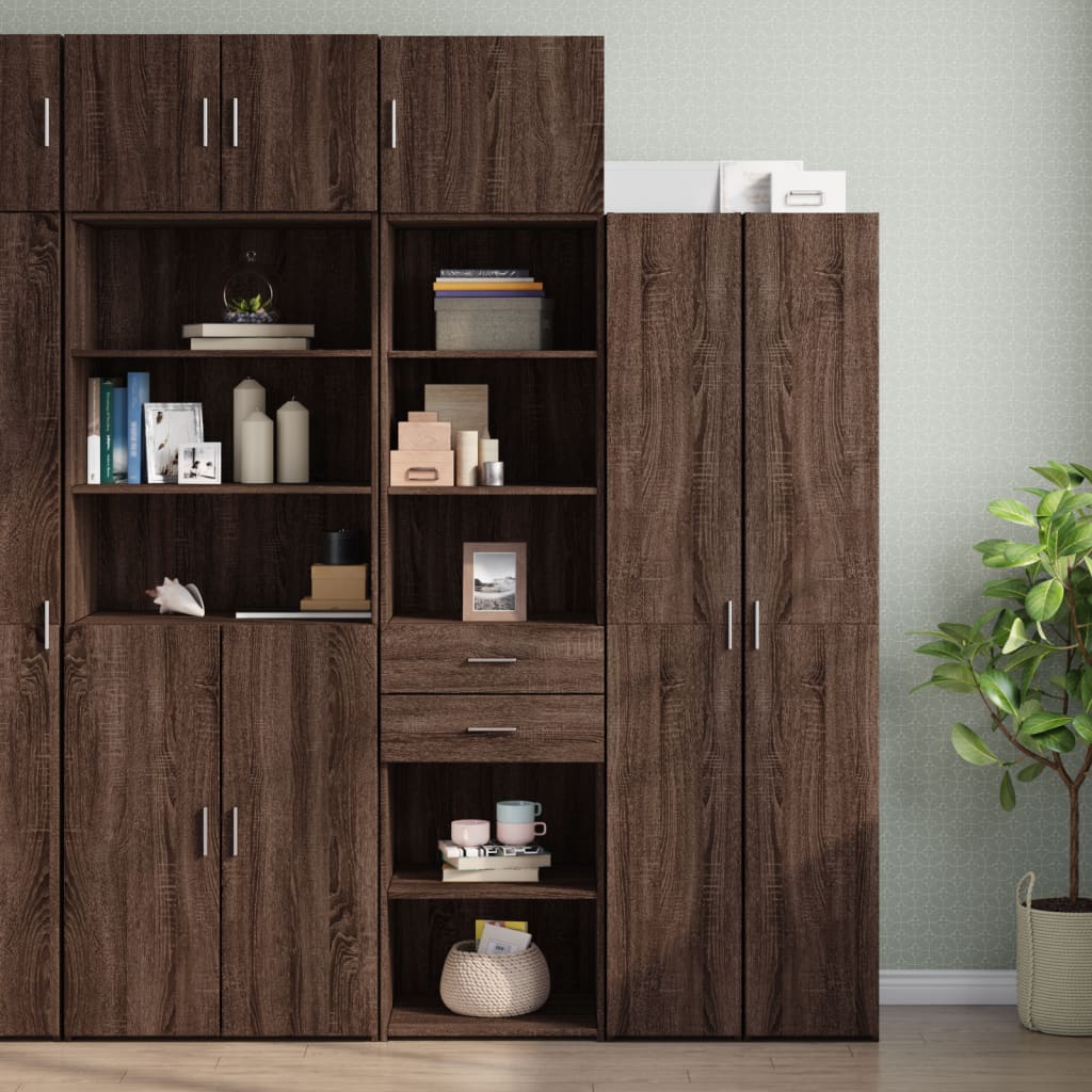 Slim Storage Cabinet Brown Oak 50x42.5x225 cm Engineered Wood