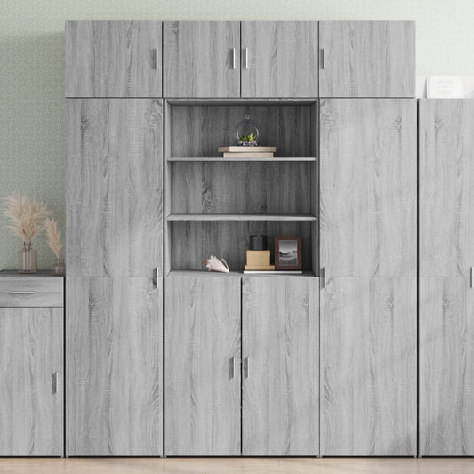 Storage Cabinet Grey Sonoma 80x42.5x225 cm Engineered Wood