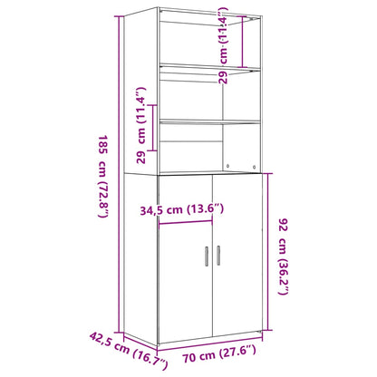 Highboard White 70x42.5x185 cm Engineered Wood