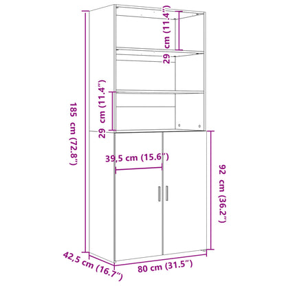 Highboard White 80x42.5x185 cm Engineered Wood