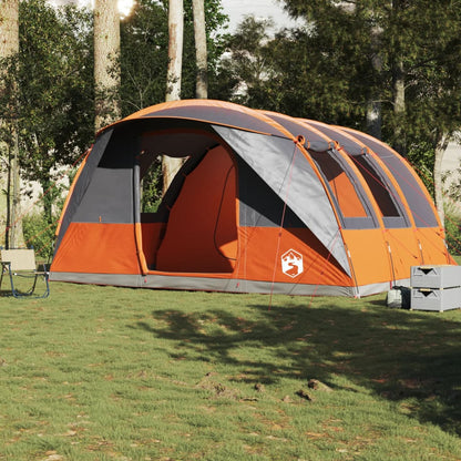 Camping Tent Tunnel 5-Person Grey and Orange Waterproof