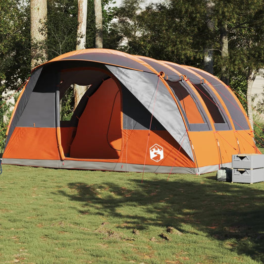 Camping Tent Tunnel 5-Person Grey and Orange Waterproof