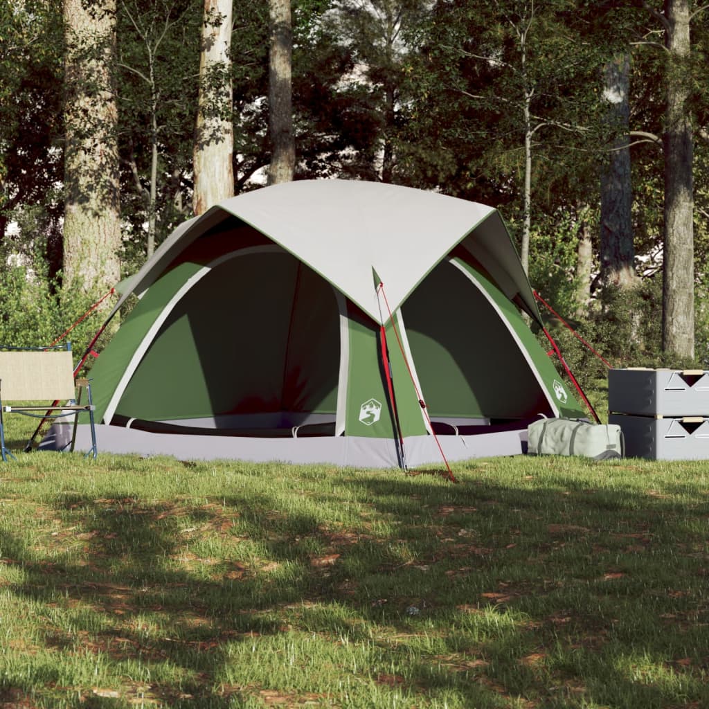 Camping Tent Cabin 4-Person Green Waterproof