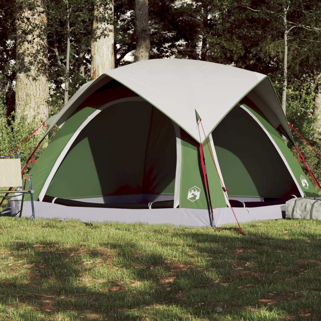 Camping Tent Cabin 4-Person Green Waterproof