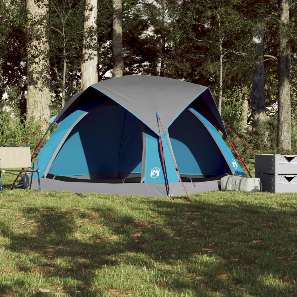 Camping Tent Cabin 4-Person Blue Waterproof