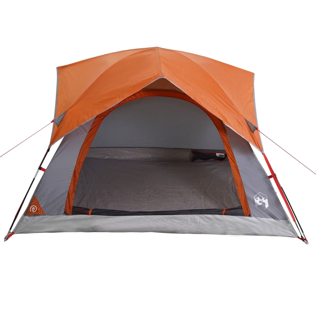 Camping Tent Cabin 4-Person Grey and Orange Waterproof